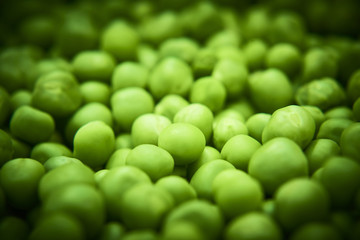 Fresh green peas background texture top view
