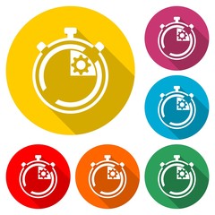 Time management icon for startup business, Time Management icon, color icon with long shadow