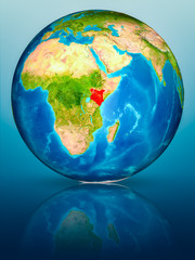 Kenya on Earth on reflective surface