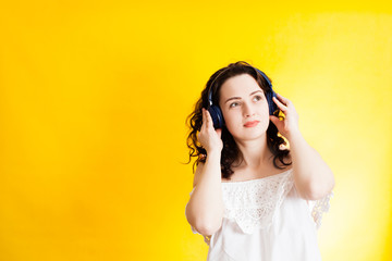 Young woman listening the music