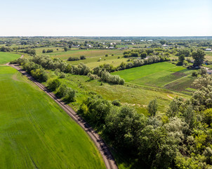 view from above to countryside in summer in Lipetsk region in Russia