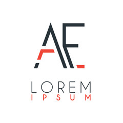 The logo between the letter A and letter E or AE with a certain distance and connected by orange and gray color