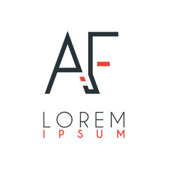 The logo between the letter A and letter F or AF with a certain distance and connected by orange and gray color