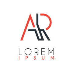 The logo between the letter A and letter R or AR with a certain distance and connected by orange and gray color