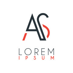 The logo between the letter A and letter S or AS with a certain distance and connected by orange and gray color