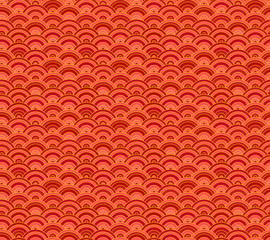 Vector Chinese Seamless Ornamental Pattern, Red Color Circles.