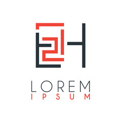 The logo between the letter E and letter H or EH with a certain distance and connected by orange and gray color
