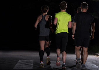 runners team on the night training