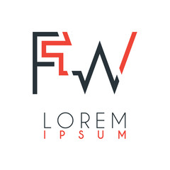 The logo between the letter F and letter W or FW with a certain distance and connected by orange and gray color