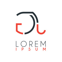 The logo between the letter G and letter J or GJ with a certain distance and connected by orange and gray color