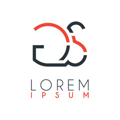 The logo between the letter G and letter S or GS with a certain distance and connected by orange and gray color