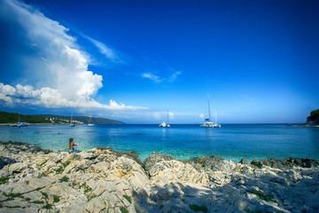 Labadusa beach on Ciovo island in Croatia. 