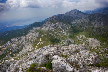 Fototapeta na wymiar View from top of Tulove grede, parth of Velebit mountain in Croatia