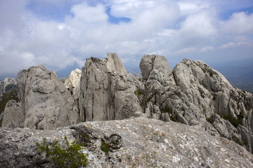 View from top of Tulove grede, parth of Velebit mountain in Croatia