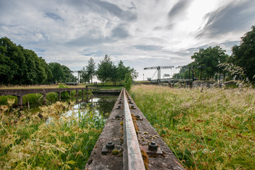 Ancient draw bridge and old locks complex in the Netherlands