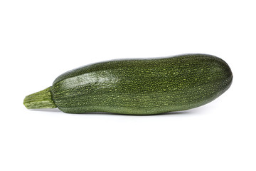 Fresh green zucchini with slices isolated on white background.