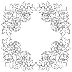 Vintage border frame engraving with retro ornament pattern in antique baroque style decorative design. Vector
