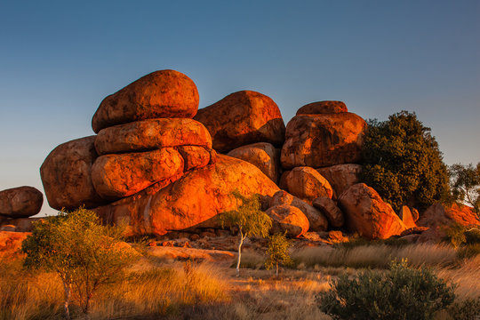 Devils Marbles at sunset. Northern Territory, Australia