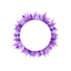 Round wreath with violet leaves isolated on white.