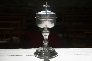 Christian silver chalice