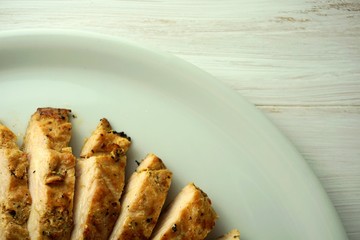 chicken breast. carve on the plate. healthy eating