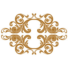 Golden vintage baroque ornament, corner. Retro pattern antique style acanthus. Decorative design element filigree calligraphy vector. - stock vector