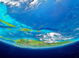 Fototapeta na wymiar Puerto Rico on globe from space