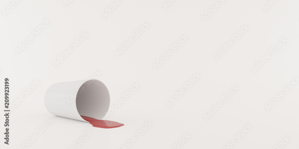 Poster mock-up of white cup with liquid on white background,3d rendering