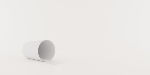 Mock-up of white cup with liquid on white background,3d rendering