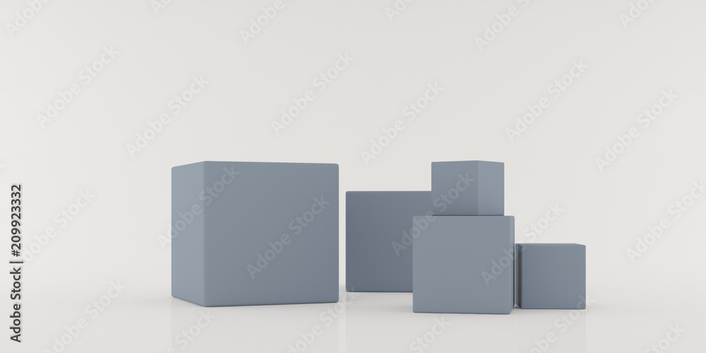 Poster Abstract pastel colored texture of minimal box on minimalism background. Closeup of geometric shape. 3D rendering