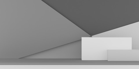 Abstract the various size of box, minimalism background. Closeup of geometric shape. 3D rendering