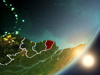Sun rising above French Guiana from space