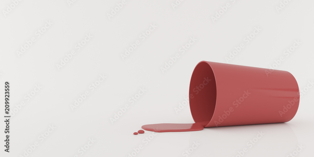 Poster Mock-up of coloured cup with liquid on white background,3d rendering