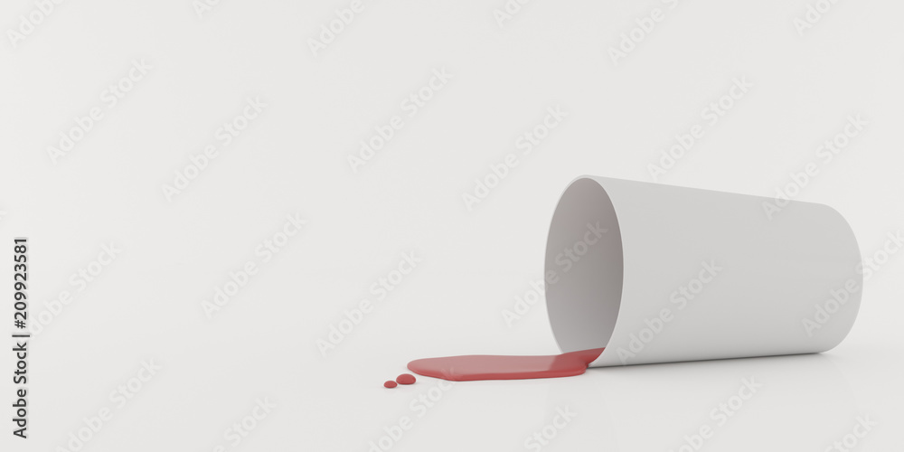 Poster mock-up of coloured cup with liquid on white background,3d rendering