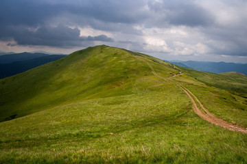 Beautiful mountains and blue sky in the Carpathians. Ukraine.