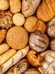 Fresh fragrant bread on the table. Food concept