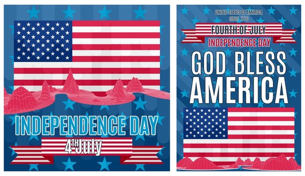 two interesting posters on America's Independence Day. stock vector image