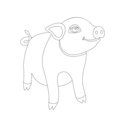 pig coloring vector illustration line drawing profile 