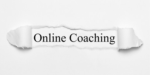 Online Coaching on white torn paper