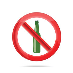 no alcohol sign with green beer bottle