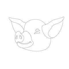 pig coloring vector illustration line drawing front  