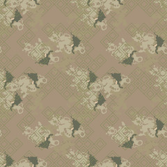 Fototapeta premium Military camouflage seamless pattern in green and brown colors