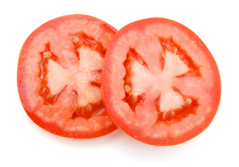 Fresh slice tomato on white background