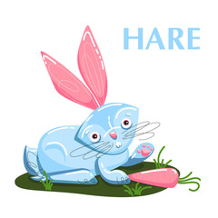 Educational flashcard hare eating the carrot