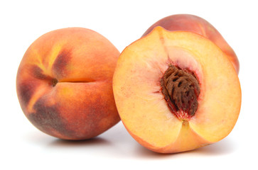 sweet peaches on a white background