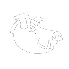 pig head  coloring vector illustration line drawing  profile  