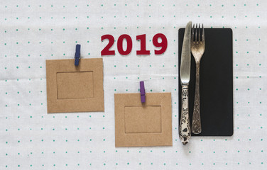 Vintage silverware on a polka dot tablecloth