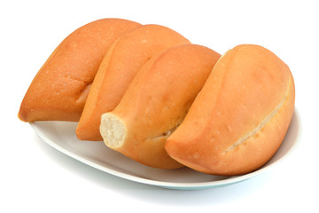 Breads in plate on a white background