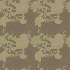 Military camouflage seamless pattern in green and brown colors