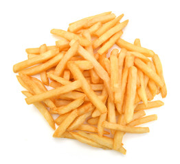 a pile of french fries isolated on white